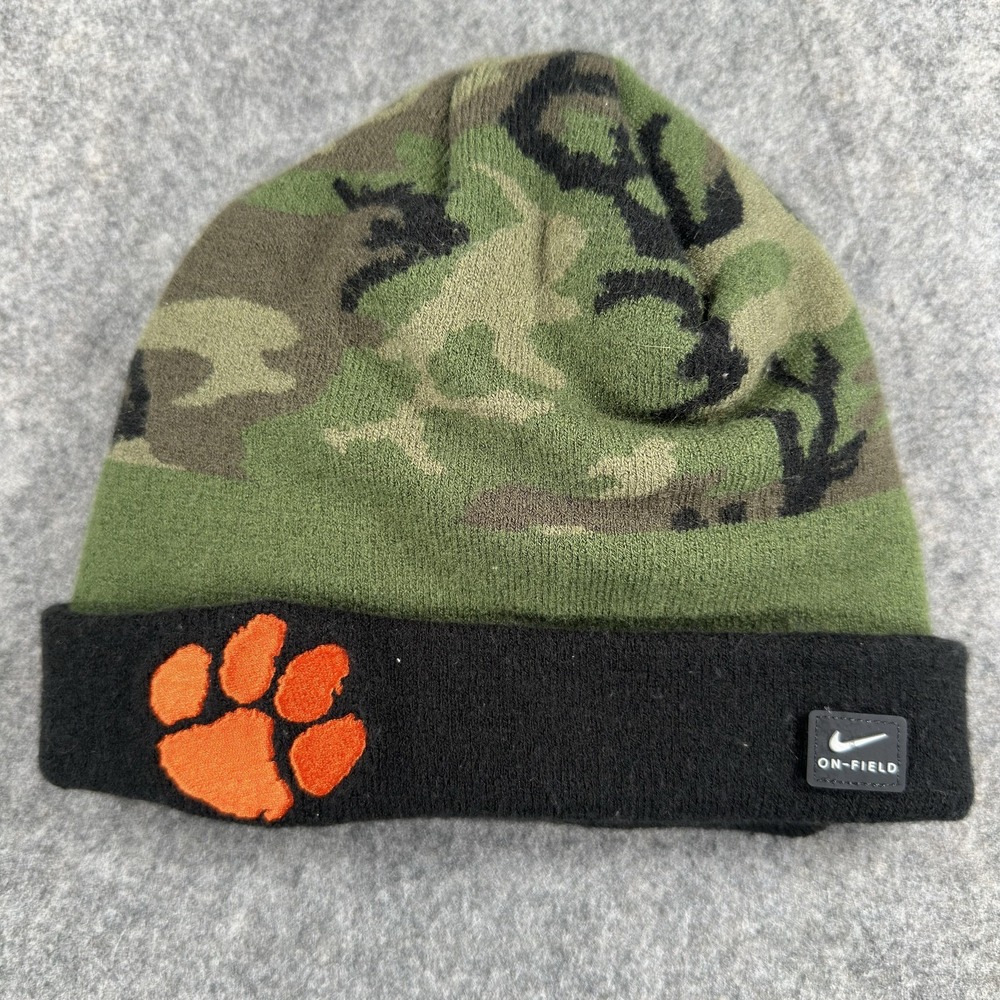 Clemson Tigers Hat Beanie Mens One Size Green Camo NCAA Football Nike‎ On Field